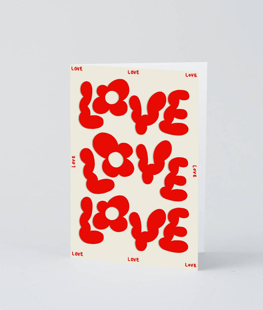 'Love Love Love' Embossed Greetings Card - Micke Lindebergh